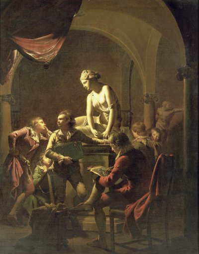 Une académie à la lumière de la lampe - Joseph Wright of Derby