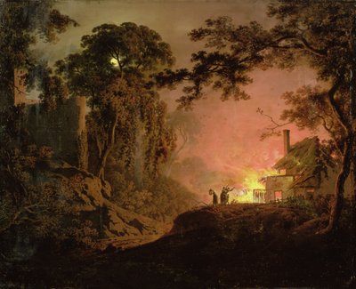 Cottage en feu - Joseph Wright of Derby