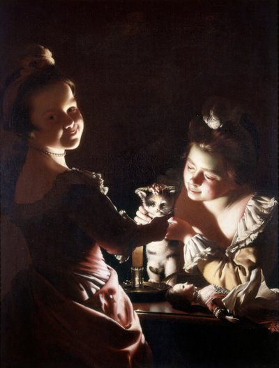 Habiller le chaton, c.1768-70 - Joseph Wright of Derby