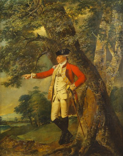 Portrait du Colonel Charles Heathcote, Debout en Pleine Longueur dans un Paysage Boisé, en Uniforme du Trente-Cinquième Régiment - Joseph Wright of Derby