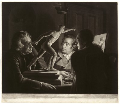 Trois Personnes Regardant le Gladiateur à la Lumière des Bougies, gravé par William Pether, 1769 - Joseph Wright of Derby