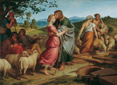 Jacob rencontre Rachel près des troupeaux de son père - Joseph von Fuhrich