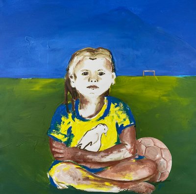 Mädchen mit Taube (Fille avec colombe), 2022 - Josephine Henning