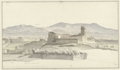 Les thermes de Caracalla à Rome, avec Frascati au loin - Josephus Augustus Knip