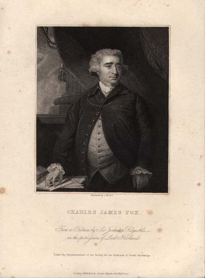 Charles James Fox (1749-1806), gravé par John William Cook - Joshua (after) Reynolds