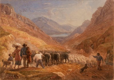 Bergers conduisant des bovins et des moutons à travers le col de Tal-y-Llyn, pays de Galles - Joshua Cristall