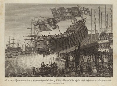 Lancement du Prince de Galles, navire de guerre, devant leurs Majestés à Portsmouth - Joshua Cristall