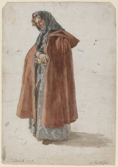 Jeune femme en fichu et manteau à Hastings - Joshua Cristall