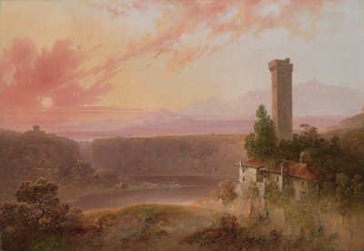 Vue du lac de Nemi au coucher du soleil - Joshua Shaw