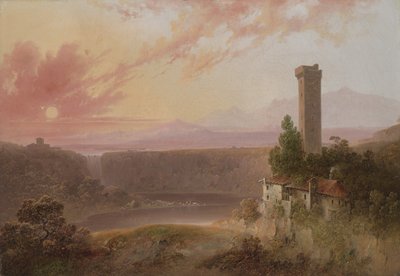 Vue du lac de Nemi au coucher du soleil - Joshua H. Shaw