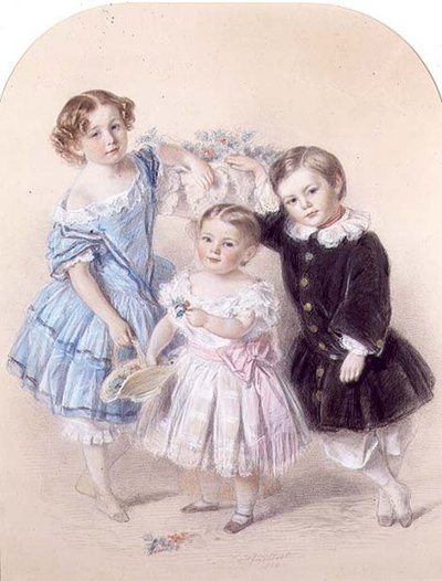 Portrait de trois jeunes enfants - Josiah Gilbert