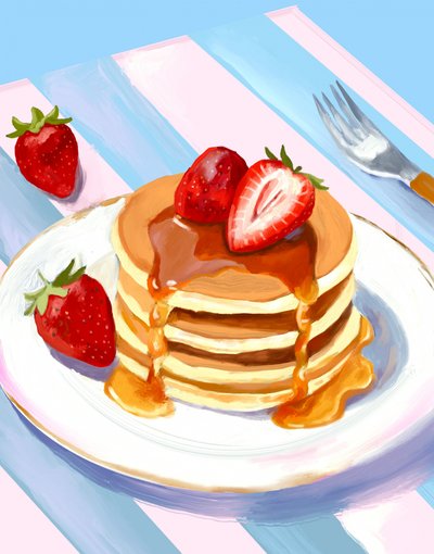 Pile de crêpes aux fraises - Josie George