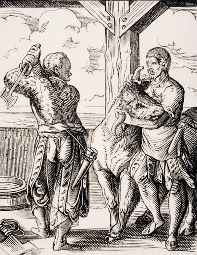 Le Boucher et son assistant, reproduction d