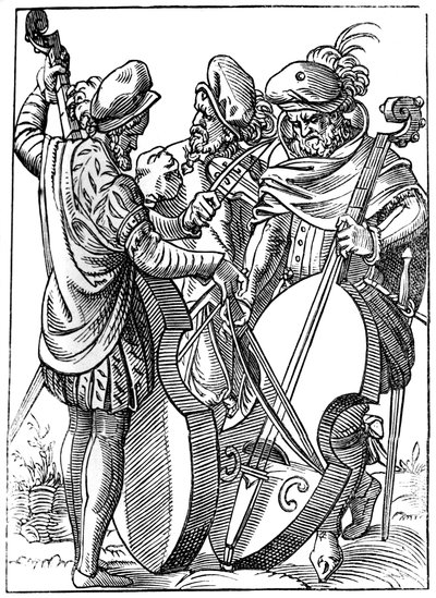 Un violoniste et deux violoncellistes, 16e siècle, 1849 - Jost Amman