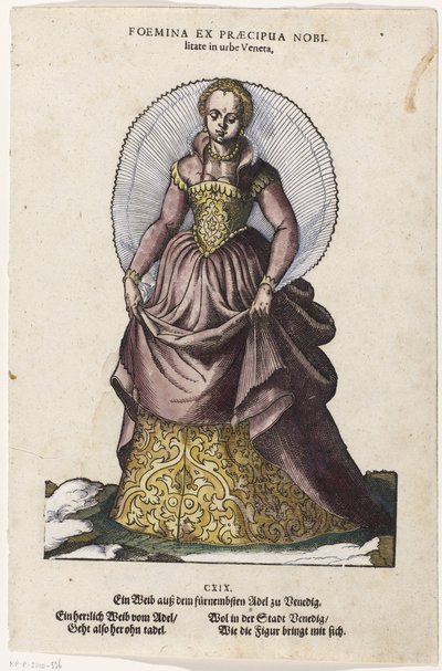Femme noble en costume vénitien (Habitus praecipuorum populorum) - Jost Amman