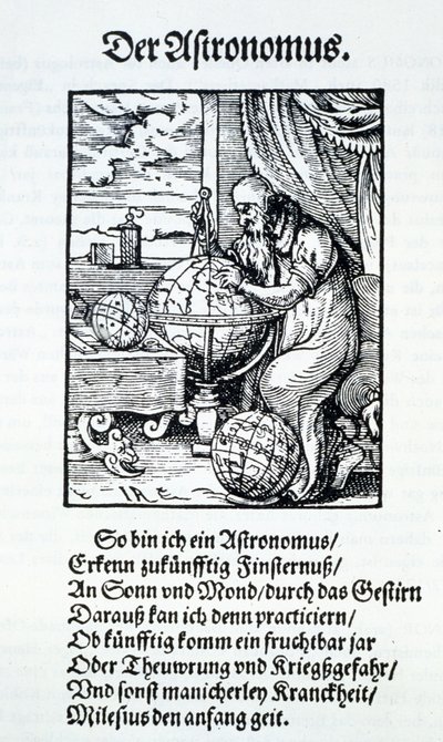 Un astronome avec un vers de Hans Sachs, pub. Francfort 1568 - Jost Amman
