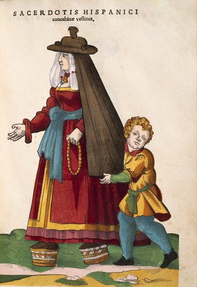 Concubine avec enfant. Du Habitus praecipuorum popularum, par Jost Amman - Jost Amman