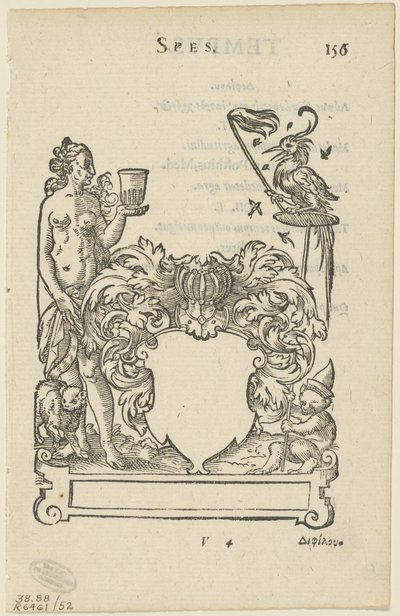 Emblème avec bouclier héraldique vierge, folio 156 de l
