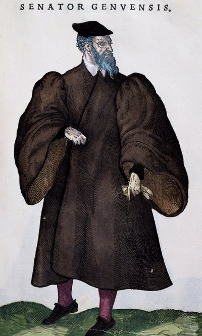 Sénateur génois, gravure de Habitus praecipuorum popularum - Jost Amman