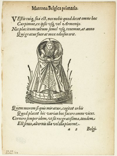 Matrona Belgica primaria (Matrone belge de premier rang) extrait de Gynaeceum, sive Theatrum Mulierum, planche 53 des Gravures sur bois des livres du XVIe siècle - Jost Amman