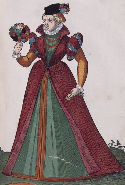 Noble femme de Ferrare, gravure de "Habitus praecipuorum popularum" - Jost Amman