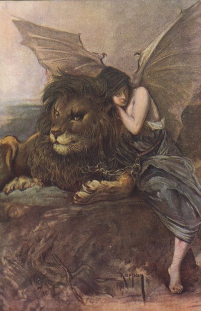 Lion et femme ailée - Joszi Arpad Koppay