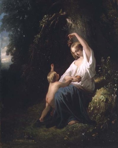 Mère et enfant, vers 1850 - Jozef  Israels