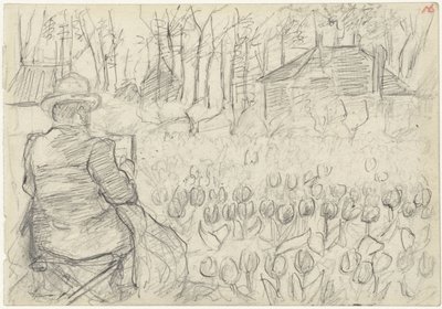 Peintre dans un champ de tulipes - Jozef Israëls
