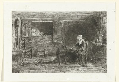 Deux figures dans un intérieur - Jozef Israëls (possibly copy after)