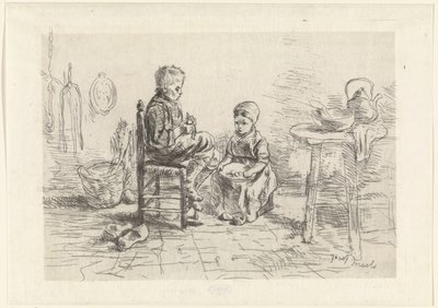 Intérieur de cuisine avec deux enfants - Jozef Israëls
