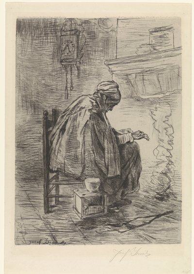 Vieille femme près de la cheminée - Jozef Israëls
