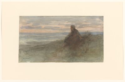 Femme assise sur une dune près de la mer - Jozef Israëls