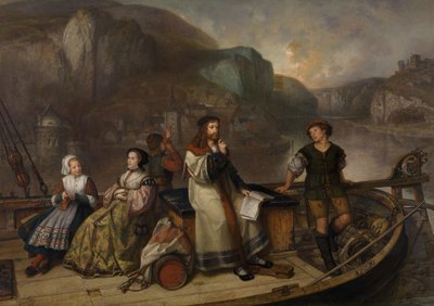 Albrecht Dürer descendant le Rhin dessinant le paysage - Jozef Lies
