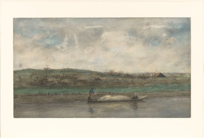 Bateau de sable naviguant à travers un paysage vallonné - Jozef Neuhuys