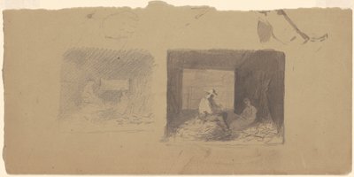 Études de fermiers épluchant du maïs - Jr. Enoch Wood Perry