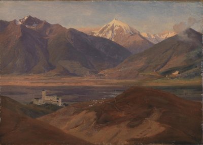 Paysage de montagne à Venosta avec le château de Coira et la montagne Ortles - Jørgen V. Sonne