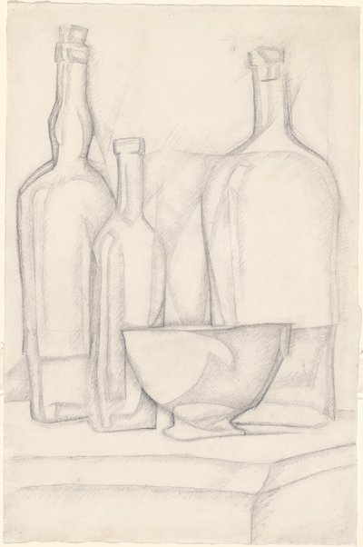 Bouteilles et bol - Juan Gris