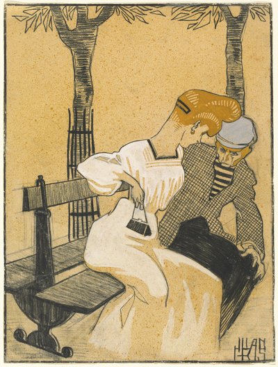 Homme et femme sur un banc - Juan Gris