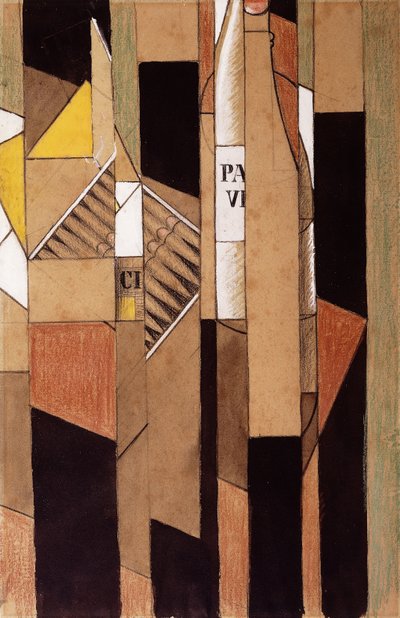 Nature morte avec bouteille et cigares, 1912 - Juan Gris