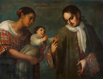 Un Espagnol et une femme métisse avec leur enfant, un "Castizo" - Juan Rodríguez Juárez