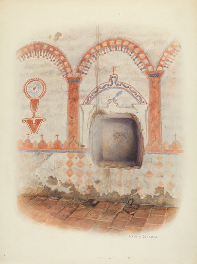 Peinture murale et niche baptismale, vers 1941 - Juanita Donahoo