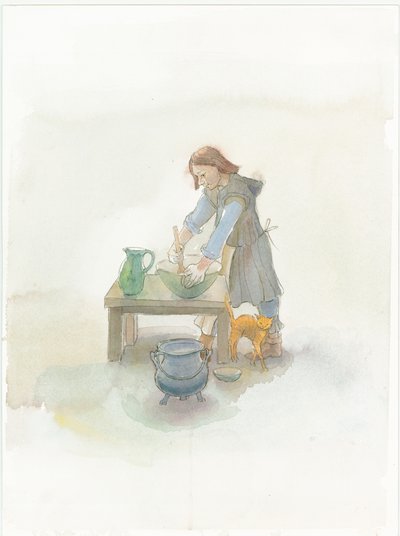 Un cuisinier médiéval préparant de la nourriture, 2004 - Judith Dobie