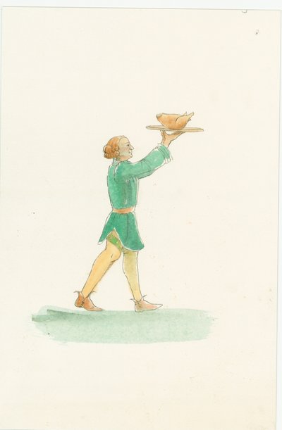 Un serveur médiéval portant un plateau de nourriture, 2004 - Judith Dobie