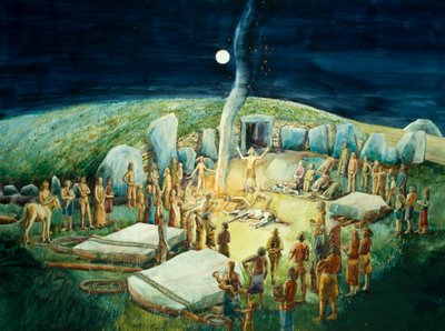 Cérémonie néolithique à West Kennet Long Barrow, Wiltshire - Judith Dobie