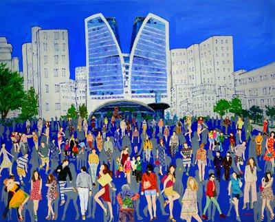 Une foule animée en ville - Jukyong Park