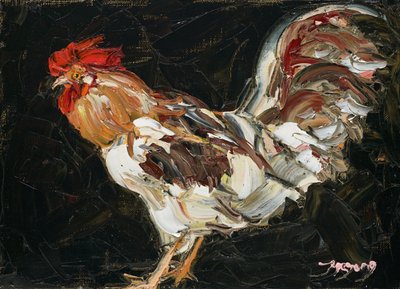 Coq aux couleurs vives en impasto - Jukyong Park