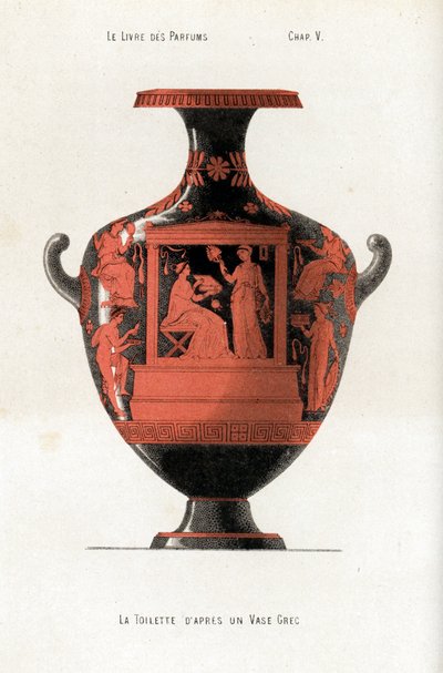 Vase grec décorant une femme à sa toilette - Jules (after) Cheret