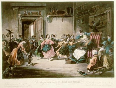 Scène de désordre dans une école de filles, milieu du XIXe siècle - Jules (after) David