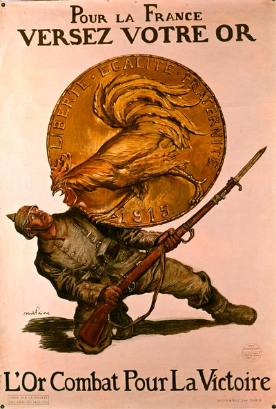 Affiche de la Première Guerre mondiale encourageant les gens à déposer de l