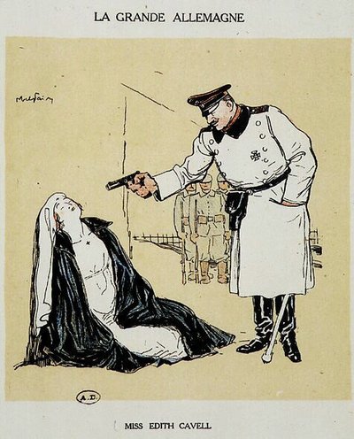 Mlle Edith Cavell exécutée par les Allemands, image par Abel Faivre (1864-1945) - Jules Abel Faivre